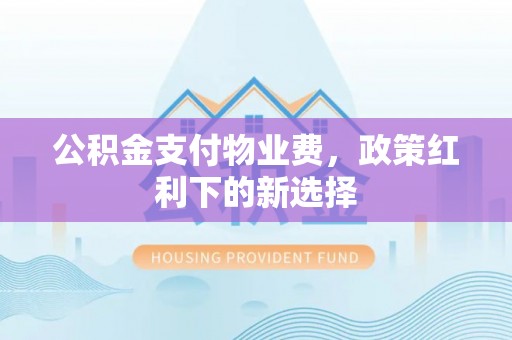 娄星公积金支付物业费，政策红利下的新选择
